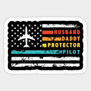 Pilot Dad - Retro Vintage USA US flag Distressed Style - Father's Day Gift Sticker